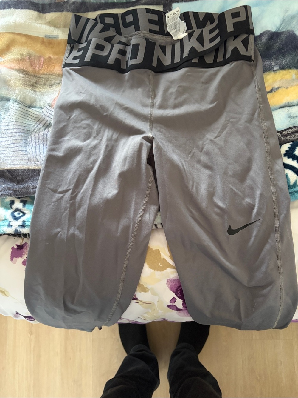 Nike Gray Pro Compression Shorts with Branded Waistband